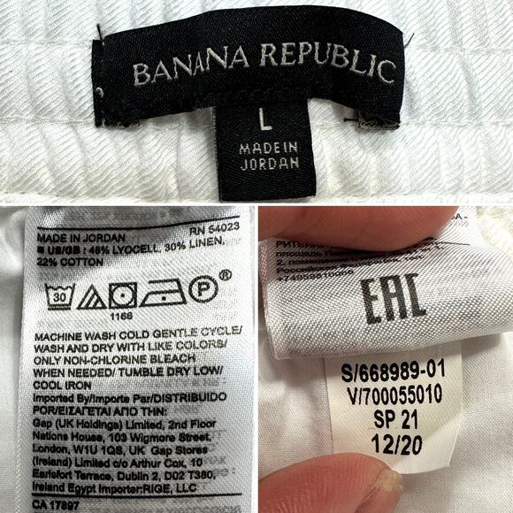 Banana Republic Linen Blend Pull On Drawstring Crop Wide Leg Flowy Pants Sz: L - Picture 9 of 9